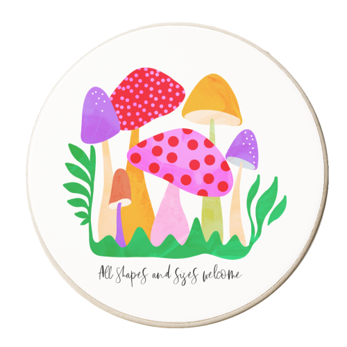 Women's Diversity with Happy Mushrooms - personalised beer coaster by Dominique Vari