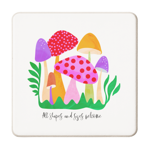Women's Diversity with Happy Mushrooms - personalised beer coaster by Dominique Vari
