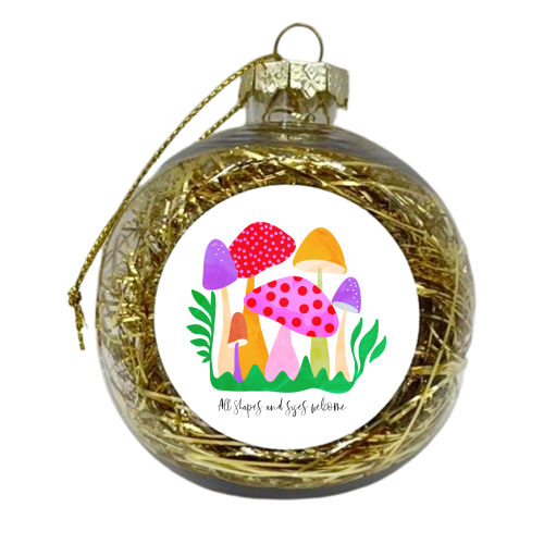 Women's Diversity with Happy Mushrooms - xmas bauble by Dominique Vari