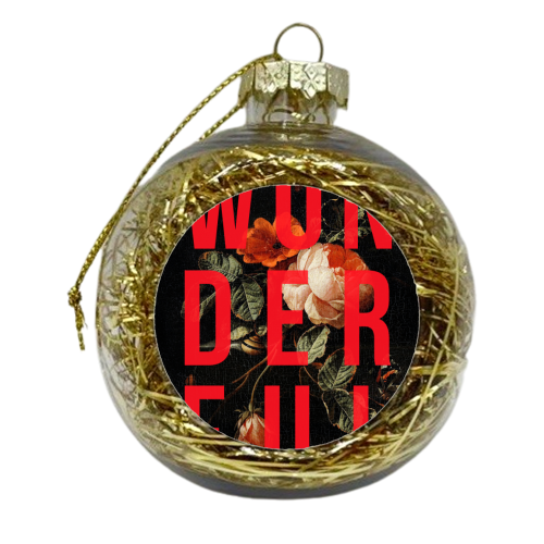 Wonderful | Dark & Neon - xmas bauble by The 13 Prints