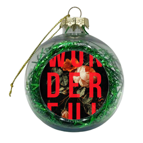 Wonderful | Dark & Neon - xmas bauble by The 13 Prints