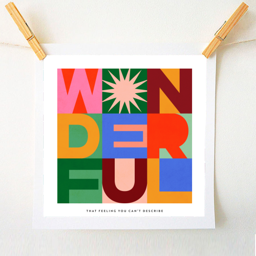 'Wonderful' Festive Typographic Art • Bold and Bright - A1 - A4 art print by Dominique Vari
