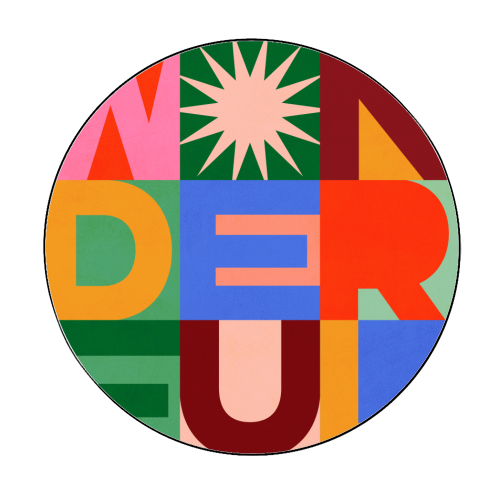 'Wonderful' Festive Typographic Art • Bold and Bright - Circle Sticker by Dominique Vari