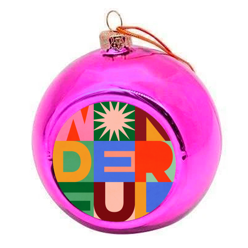 'Wonderful' Festive Typographic Art • Bold and Bright - colourful christmas bauble by Dominique Vari