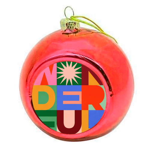 'Wonderful' Festive Typographic Art • Bold and Bright - colourful christmas bauble by Dominique Vari