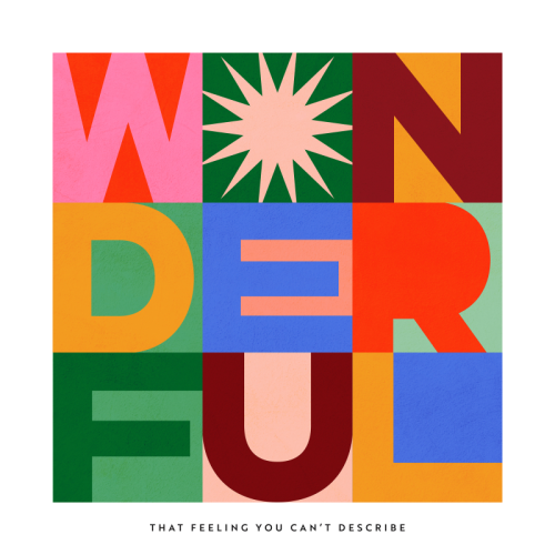 'Wonderful' Festive Typographic Art • Bold and Bright - Die Cut Sticker by Dominique Vari
