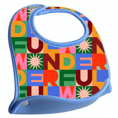 'Wonderful' Festive Typographic Art • Bold and Bright - feeding bib by Dominique Vari