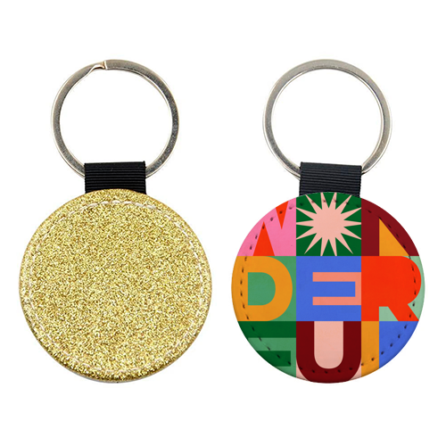 'Wonderful' Festive Typographic Art • Bold and Bright - keyring by Dominique Vari