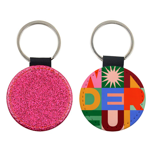 'Wonderful' Festive Typographic Art • Bold and Bright - keyring by Dominique Vari