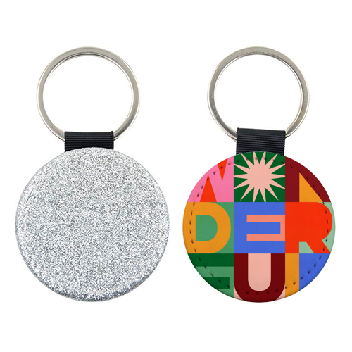 'Wonderful' Festive Typographic Art • Bold and Bright - keyring by Dominique Vari