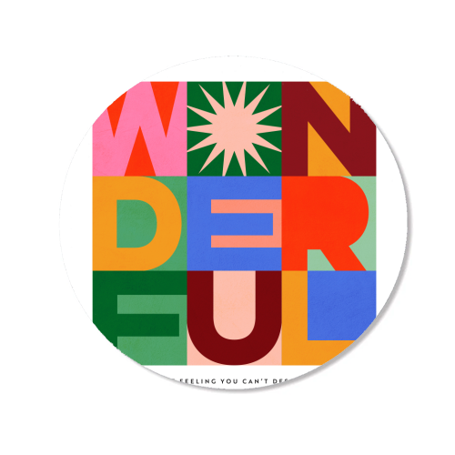 'Wonderful' Festive Typographic Art • Bold and Bright - Magnet by Dominique Vari