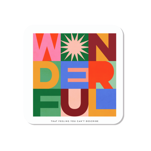 'Wonderful' Festive Typographic Art • Bold and Bright - Magnet by Dominique Vari