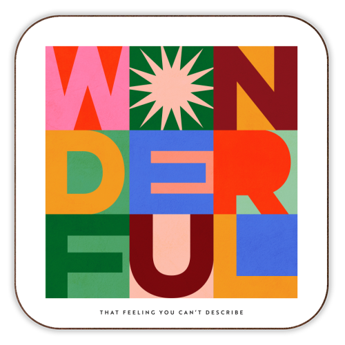 'Wonderful' Festive Typographic Art • Bold and Bright - personalised beer coaster by Dominique Vari