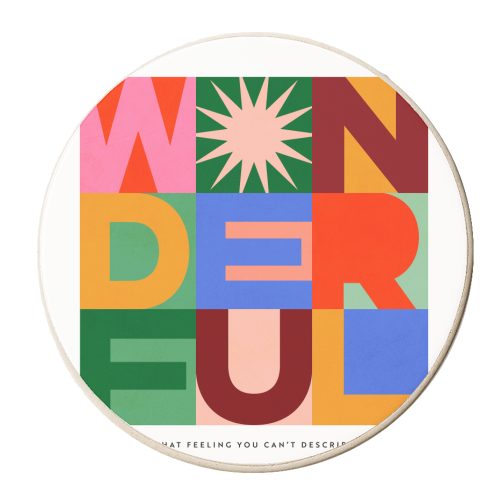 'Wonderful' Festive Typographic Art • Bold and Bright - personalised beer coaster by Dominique Vari