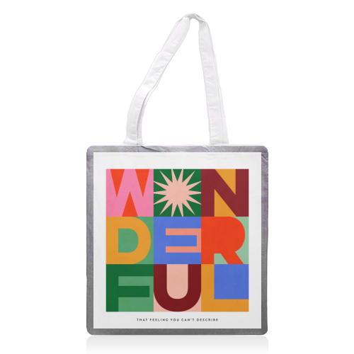 'Wonderful' Festive Typographic Art • Bold and Bright - printed canvas tote bag by Dominique Vari
