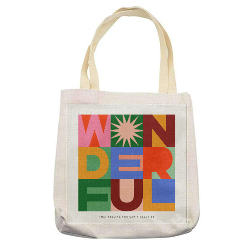 'Wonderful' Festive Typographic Art • Bold and Bright - printed canvas tote bag by Dominique Vari