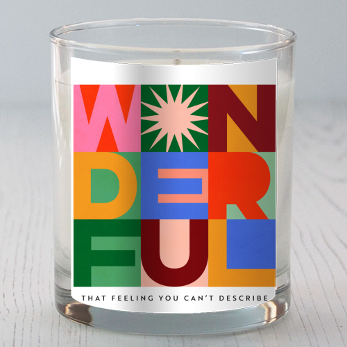 'Wonderful' Festive Typographic Art • Bold and Bright - scented candle by Dominique Vari