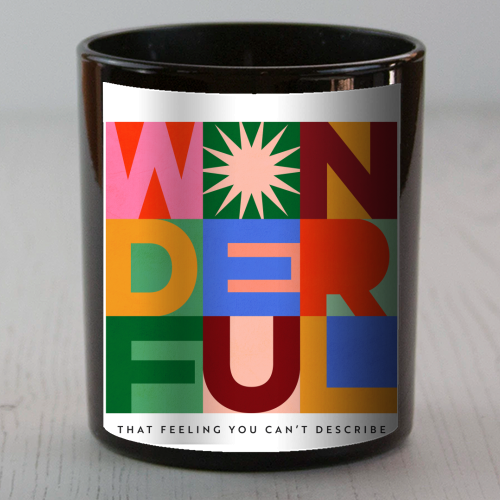 'Wonderful' Festive Typographic Art • Bold and Bright - scented candle by Dominique Vari