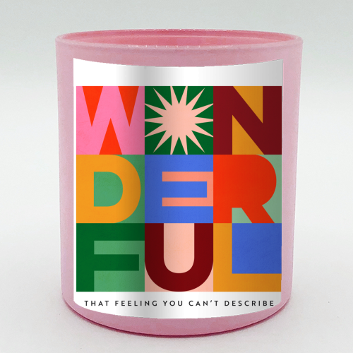 'Wonderful' Festive Typographic Art • Bold and Bright - scented candle by Dominique Vari