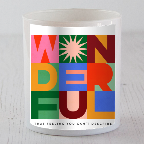 'Wonderful' Festive Typographic Art • Bold and Bright - scented candle by Dominique Vari