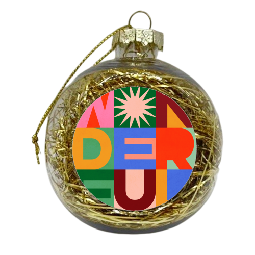 'Wonderful' Festive Typographic Art • Bold and Bright - xmas bauble by Dominique Vari