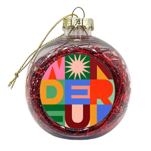 'Wonderful' Festive Typographic Art • Bold and Bright - xmas bauble by Dominique Vari