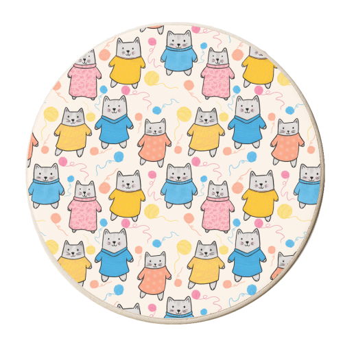 Wooly Kittens - personalised beer coaster by Drawn to Cats