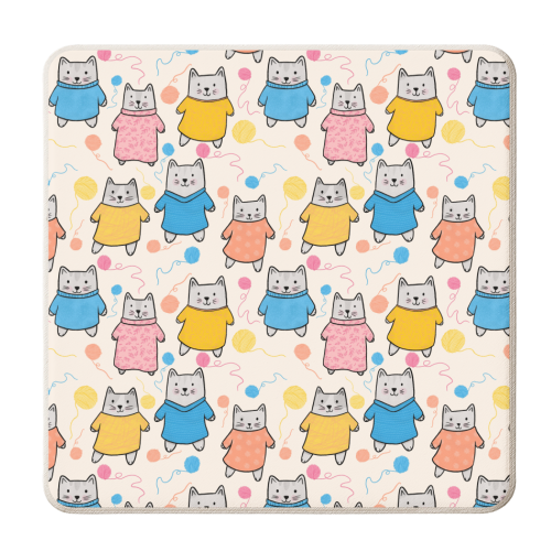 Wooly Kittens - personalised beer coaster by Drawn to Cats