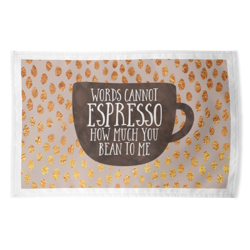 Words Cannot Espresso - funny tea towel by Elisabeth Fredriksson