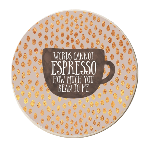 Words Cannot Espresso - personalised beer coaster by Elisabeth Fredriksson
