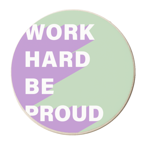 Work Hard Be Proud | Inspirational Quote | Positivity - personalised beer coaster by The Grafix Cat