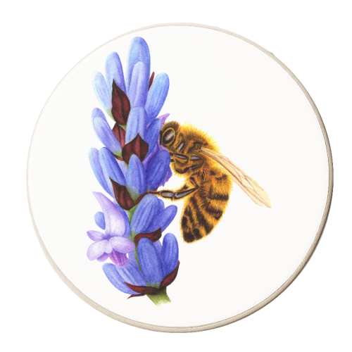 Worker Bee & Lavender - personalised beer coaster by She Walks She Paints