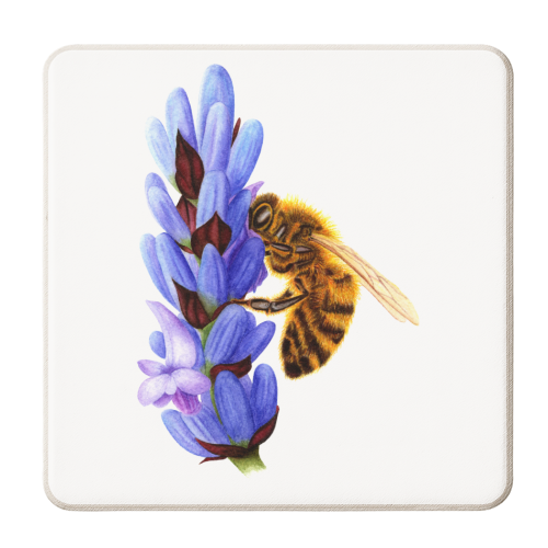 Worker Bee & Lavender - personalised beer coaster by She Walks She Paints