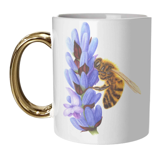 Worker Bee & Lavender - unique mug by She Walks She Paints