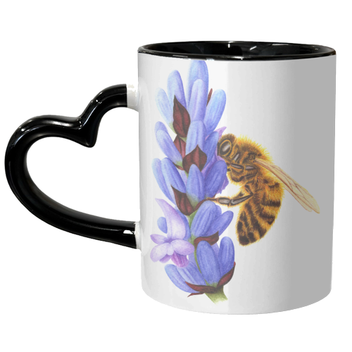 Worker Bee & Lavender - unique mug by She Walks She Paints
