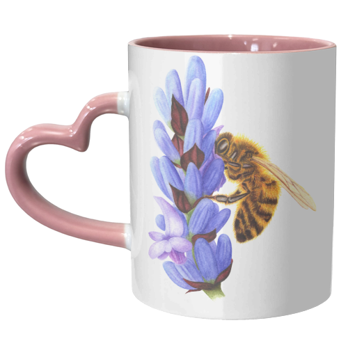 Worker Bee & Lavender - unique mug by She Walks She Paints