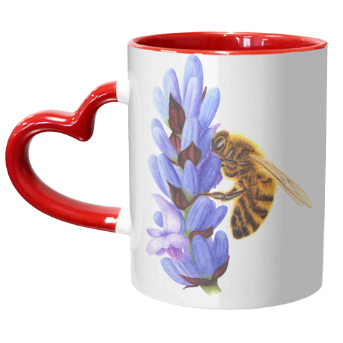 Worker Bee & Lavender - unique mug by She Walks She Paints