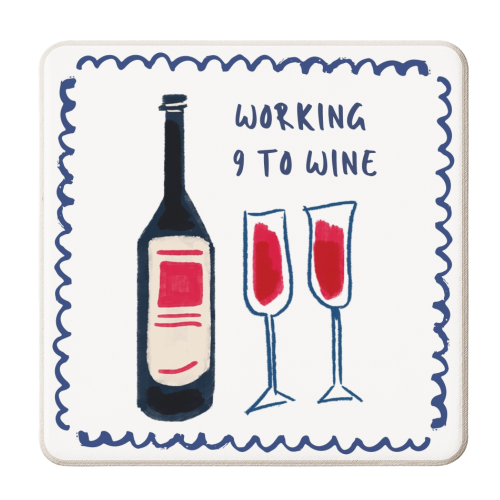 Working 9 to Wine - personalised beer coaster by Ms Doodle