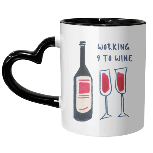 Working 9 to Wine - unique mug by Ms Doodle