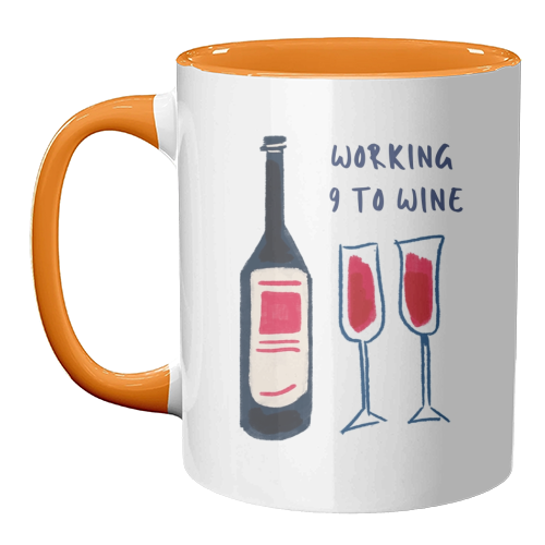 Working 9 to Wine - unique mug by Ms Doodle