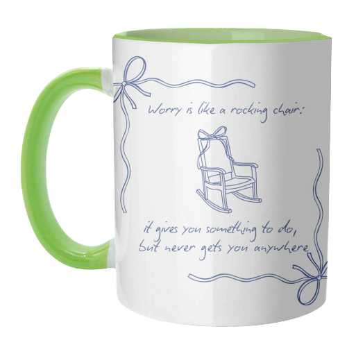 Worry is like a rocking chair - unique mug by Ms Doodle