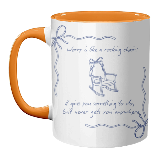 Worry is like a rocking chair - unique mug by Ms Doodle