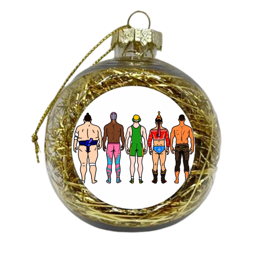 Wrestler Butts - xmas bauble by Notsniw Art