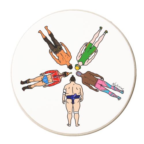 Wrestler Butts - personalised beer coaster by Notsniw Art