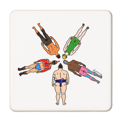 Wrestler Butts - personalised beer coaster by Notsniw Art