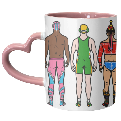 Wrestler Butts - unique mug by Notsniw Art