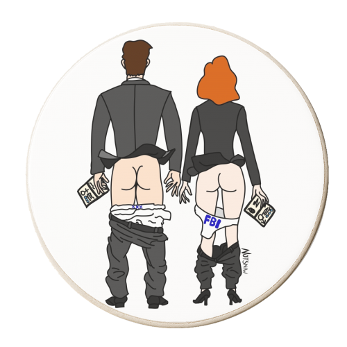 X-File Butts - personalised beer coaster by Notsniw Art