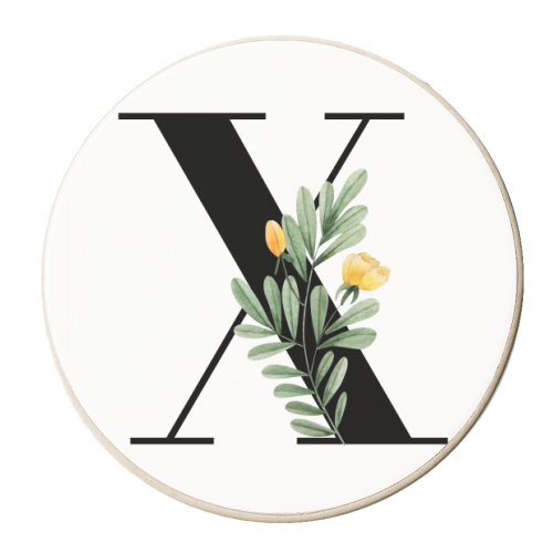 X Floral Letter Initial - personalised beer coaster by Toni Scott