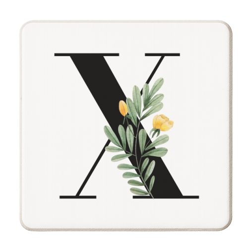 X Floral Letter Initial - personalised beer coaster by Toni Scott