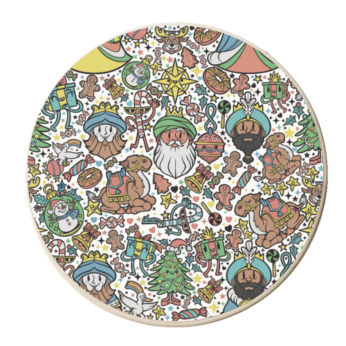 Xmas patter cute print - personalised beer coaster by ARTECCO